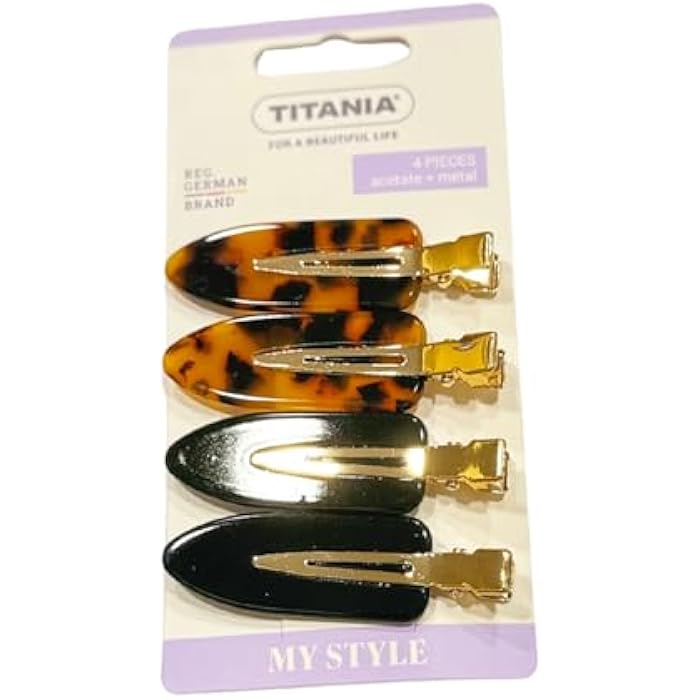 Titania 4Q-8250 Acetate Metal Hair Side Clips 4-Pieces, 5.5 cm Length - Image 2